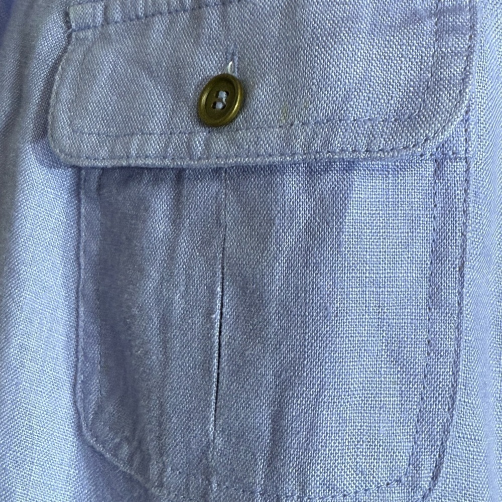 Style & Co 100% Linen Button Up Long Sleeve Shirt Sky Blue Size 12 - Picture 6 of 8